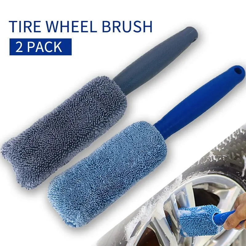 2Piece Car Wash Brush Microfiber Tire Scrubber Wheel Brush Trunk Dust Remover Detailing Clean Tool Car Cleaning Tools