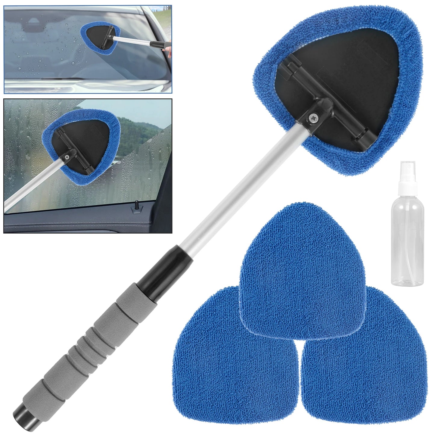 Extendable Microfiber Car Windshield Cleaner with Washable Pad