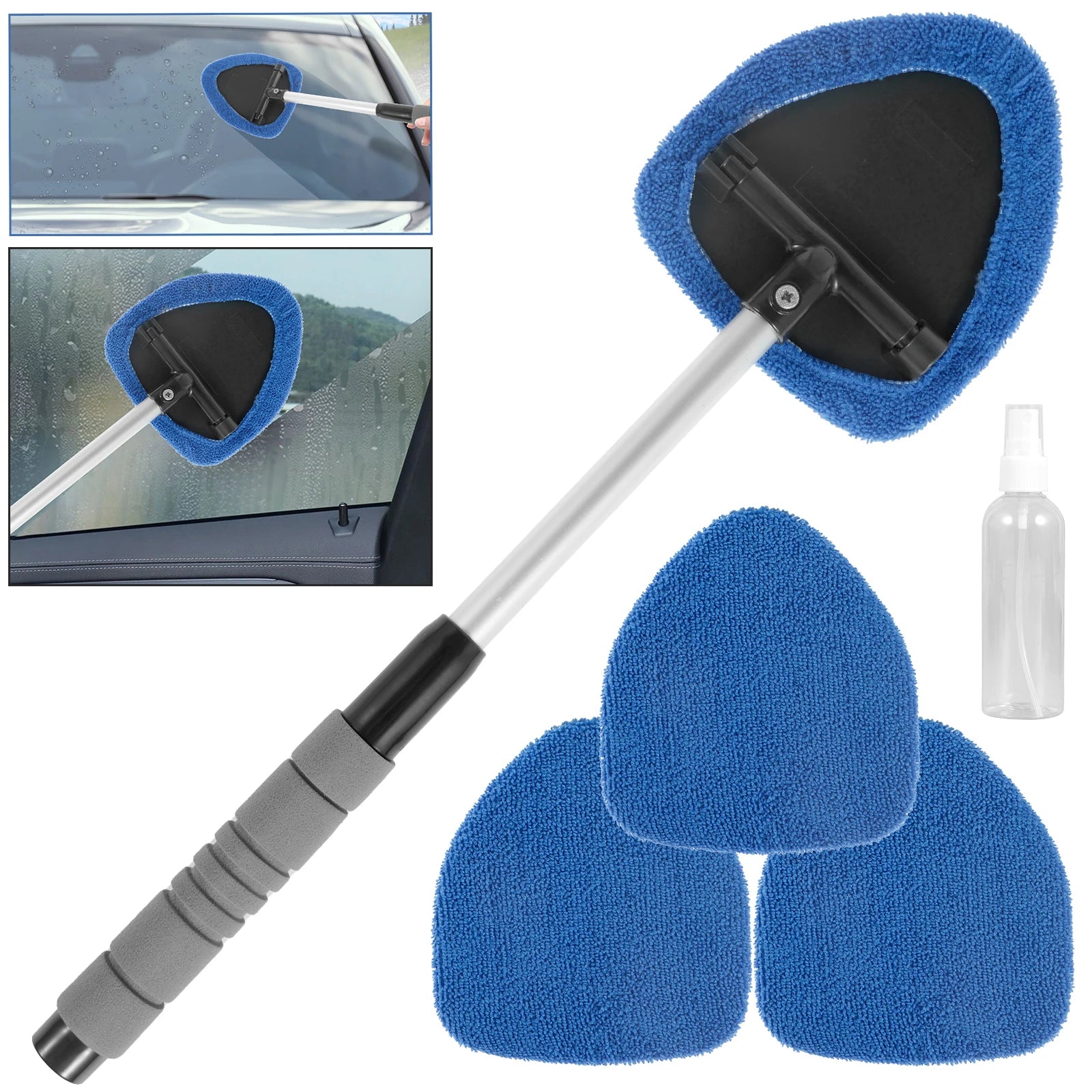 Extendable Microfiber Car Windshield Cleaner with Washable Pad